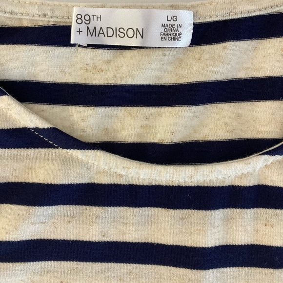 89th Madison Ruched Sleeve Top Blouse Navy Large NWT - Picture 5 of 8